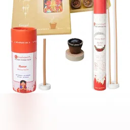 GaneshaSpeaks 95-Pcs Brown Wooden Dhoop Cup, Dhoop Stick & Incense Stick-image-95