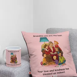 Indigifts Pink Printed Cushion Cover With Mug-14
