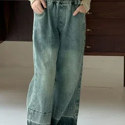 LULU & SKY Girls Wide Leg Low Distress Light Fade Jeans-picture-35