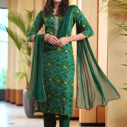Moda Rapido Bandhani Printed Straight Kurta With Trousers & Dupatta-picture-26