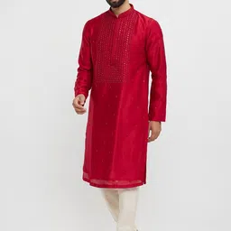 Twamev Men Embroidered Regular Thread Work Kurta with Pyjamas image 5