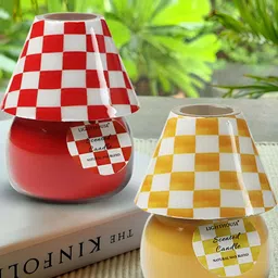 LIGHTHOUSE CANDLE Yellow & Red Printed 2 Pieces Scented Jar Candle Lamps-11