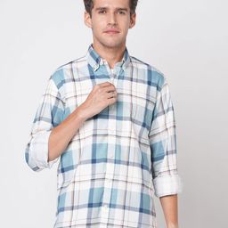 Mast & Harbour Men Relaxed Fit Tartan Checked Button-Down Collar Casual Shirt-image-47