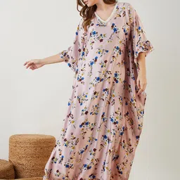 The Kaftan Company Floral Printed Maxi Nightdress-image-8