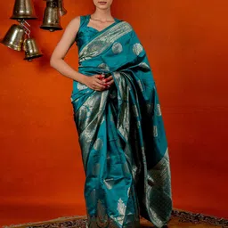 Subham Ethnic Motifs Zari Banarasi Saree-image-15