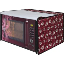 Wings Star Unisex Red Color Floral Printed Plastic Microwave Oven Covers-5