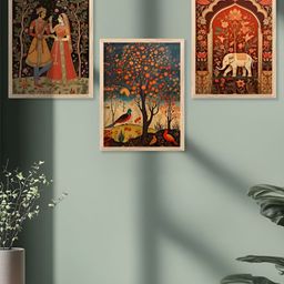 Kotart Brown 3 Pieces Abstract Printed Wooden Wall Arts-picture-18
