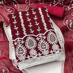 Ishin Floral Embroidered Unstitched Dress Material-image-87