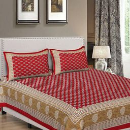 Aura Blue 144 TC Queen Bedsheet with 2 Pillow Covers-image-43