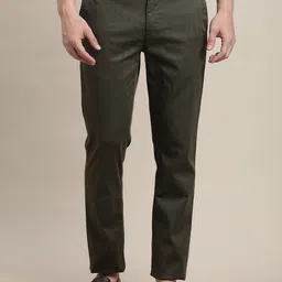Turtle Men Checked Relaxed Tapered Fit Chinos Trousers-image-91