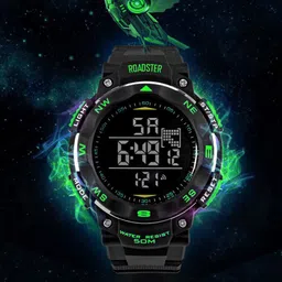 The Roadster Lifestyle Co Men Digital Water Resistant Multi Function WatchRDSTR-1235-GREEN-1