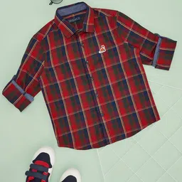 Pantaloons Junior Boys Tartan Checks Opaque Casual Shirt-image-12
