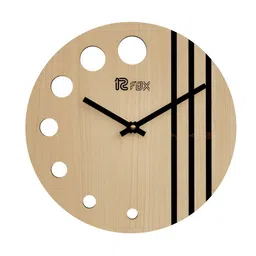 12 fox Beige & Black Printed Contemporary Round Shaped Wall Clock-6