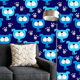 ArtzFolio Printed UV-Resistant Anti-Bacterial Abstract Blue Dog Pattern Peel & Stick Wallpaper-image-59