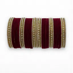 PRIYA KANGAN Pack of 42 Velvet Metal Bangles-25