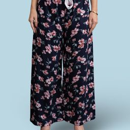Jinfo Women Floral Printed Flared Knitted Ethnic Palazzos-image-14