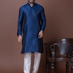 DEVOILER Men Mandarin Collar Neck Straight Kurta With Pyjamas-image-31
