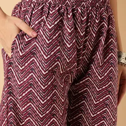 vbuyz KALINI Floral Printed Sequined Empire Pure Cotton A-Line Kurta With Palazzos & Dupatta image 3