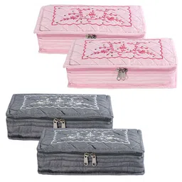 Kuber Industries Grey & Pink 4 Pieces Self Design Jewellery Organisers-8