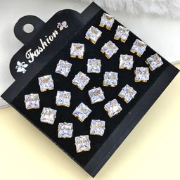 Shivarth Set of 12 Gold-Plated Metal American Diamond Earrings-image-69