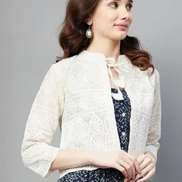 CORSICA Women Cream Cotton Tailored Jacket-picture-0