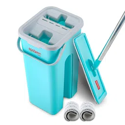 SPOTZERO by MILTON Green Squeeze Flexible Head Mop with Bucket & 2 Reusable Pads 2.8L-14