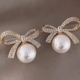 Anouk Set Of 2 Gold-Plated Stones Studded & Pearls Beaded Korean Spherical Shaped Studs image 3