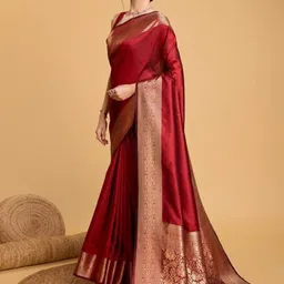 SHOP DROP Woven Design Zari Pure Silk Banarasi Saree-picture-49