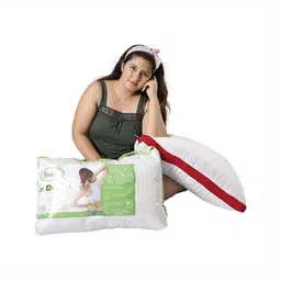 Siroki Bond White & Red 2 Pieces Soft & Fuffy Satin Microfiber Sleep Pillows-22