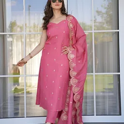 BlueRang Women Ethnic Motifs Embroidered Kurta with Trousers & Dupatta-picture-7