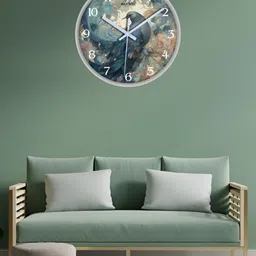 OLIVE TREE White & Green Printed Contemporary Wall Clock-image-91