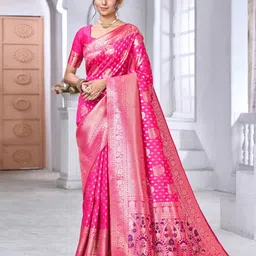 GARIYA Woven Design Zari Silk Blend Banarasi Saree-image-97