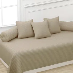 Trance Home Linen 6-Pcs Beige Striped Cotton Diwan Set-picture-13