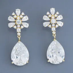 Kushal's Fashion Jewellery Gold Plated Teardrop Shaped Drop Earrings-image-34
