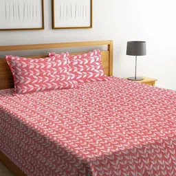 Myntra Elegant Homes Red & White Printed Cotton Double King Bed Cover-image-22