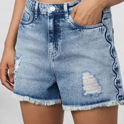 The Souled Store Women Mid-Rise Cotton Denim Shorts Cube-image-54
