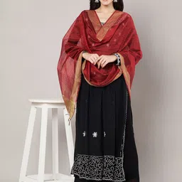 MUFFLY Woven Design Dupatta with Zari image 2