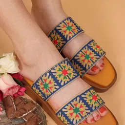 GLAM STORY Women Printed Open Toe Flats-image-8