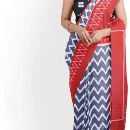 KIAARON Ethnic Motifs Linen Blend Block Print Saree image 4