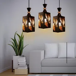 KINIS Black & Brown Textured Metal Rectangle Shaped Ceiling Lamp-picture-28