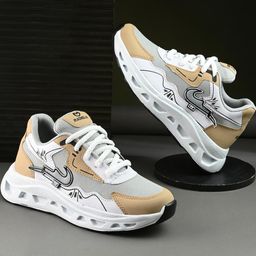 MAGNOLIA Men Tan Mesh Casual Shoes-image-2