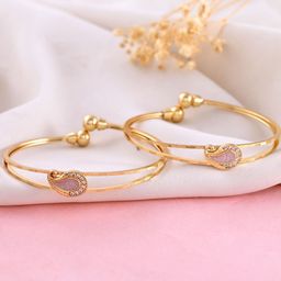 VOJ Set Of 2 Gold-Plated Aermican Dimond Studded Bangles-22