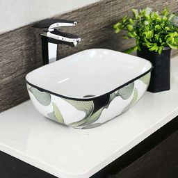 lily Premium Quality Attractive Ceramic Glossy Art Basin For Bathrooms & Living Room AR-021 [18 x 13 x 5]INCH Table Top Basin-picture-24
