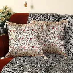 MONKDECOR Multicoloured Set of 2 Embellished Square Cushion Covers-1