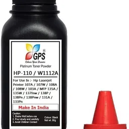 Black Hp 110A / W1112A Toner Cartridge Refill Powder For Use HP Printer 108, 108a, 108w, 131, 131a, 136, 136a, 136w, 136nw, 138, 138fnw Pack Of 1 Bottle With Nozlle 80Gms. Each. Black Ink Toner Powder-10