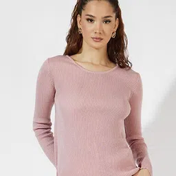 Styli Women Round Neck Ribbed Fitted Regular Length Sweater-image-54