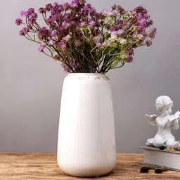 TAYHAA Ivory Essence Off-White Glossy Ceramic Flower Vase-7