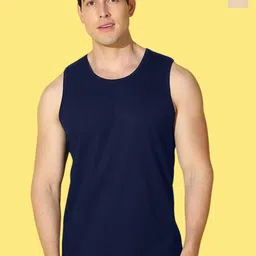 WOOSTRO Pack Of 2 Printed Combed Cotton Gym Vests VWS26(ALONE RUST)(PLAIN NAVY)-28
