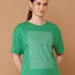 Chemistry Women Geometric Printed Round Neck Cotton T-shirt-image-102