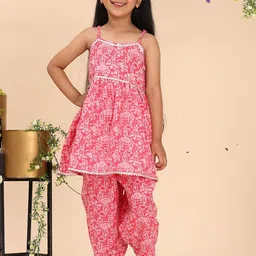 Cutiekins Girls Floral Printed Kurta with Dhoti Pants-picture-33